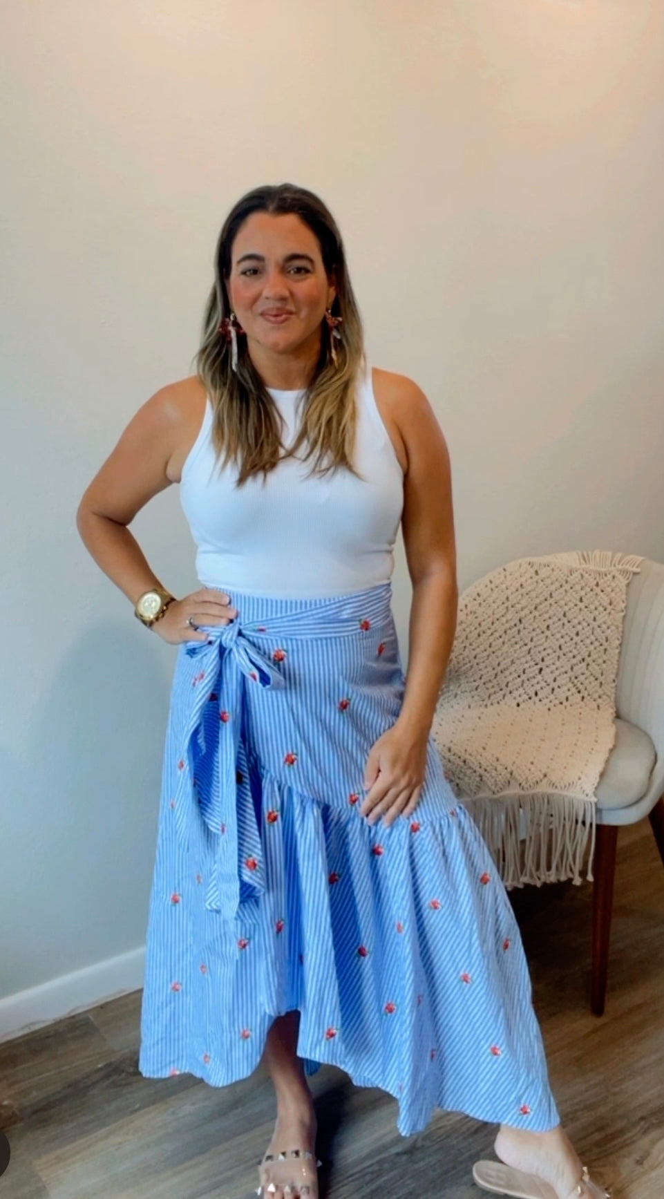 Blue/White Wrap-Around Skirt