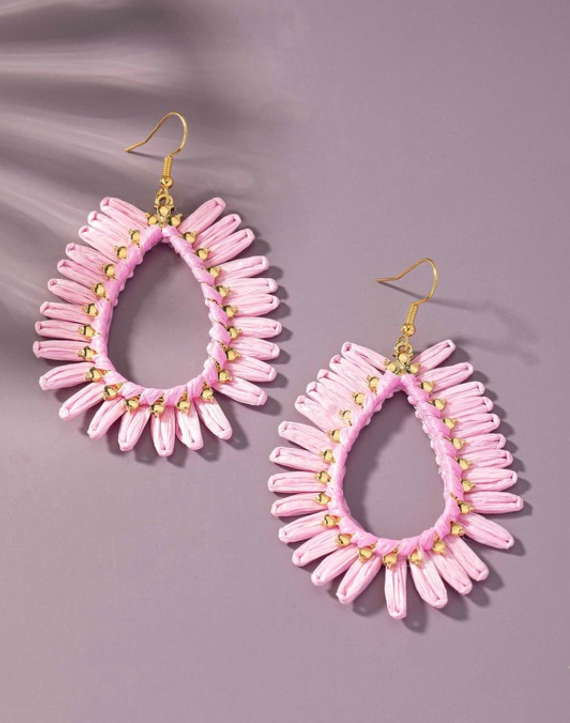 Raffia Teardrop Hoops Earrings