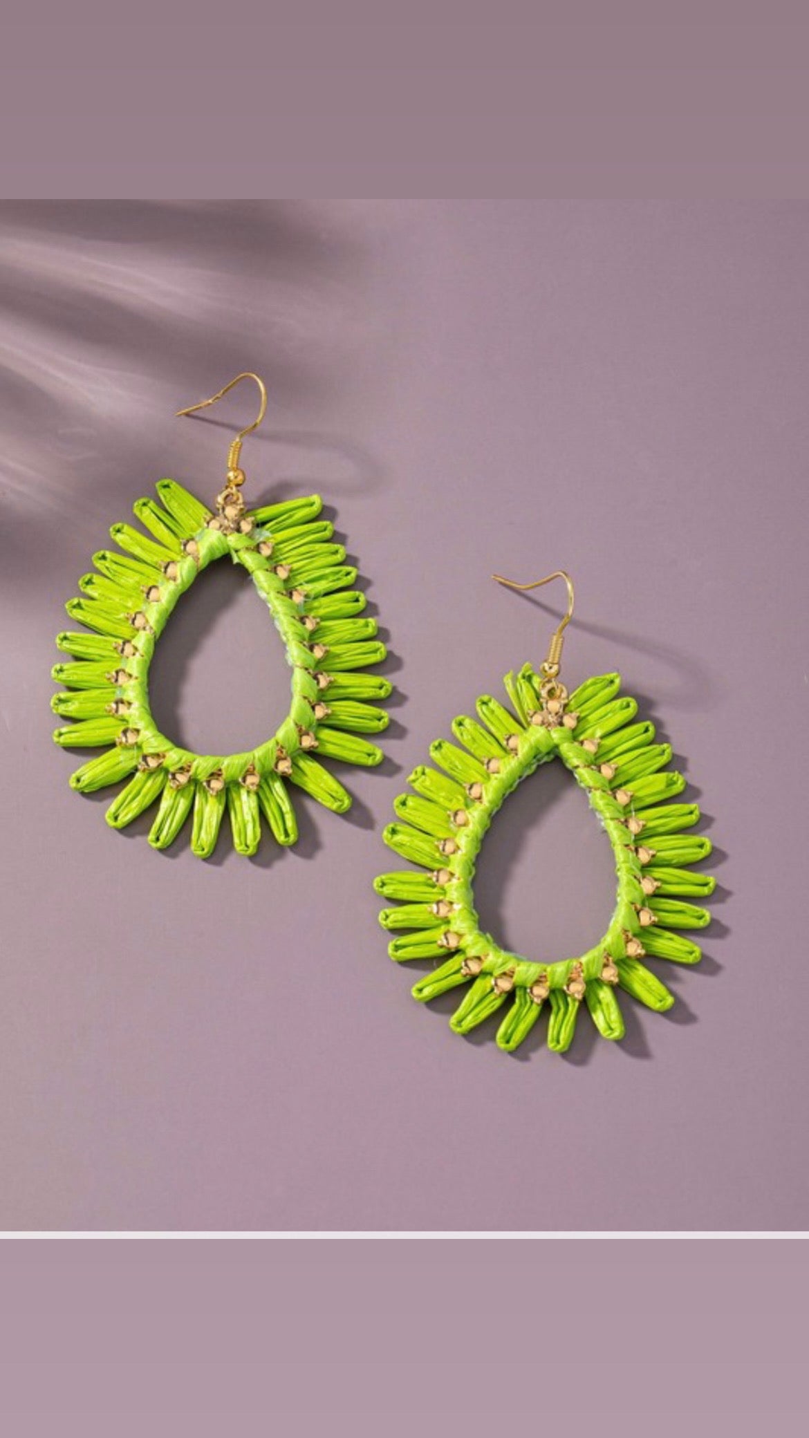 Raffia Teardrop Hoops Earrings