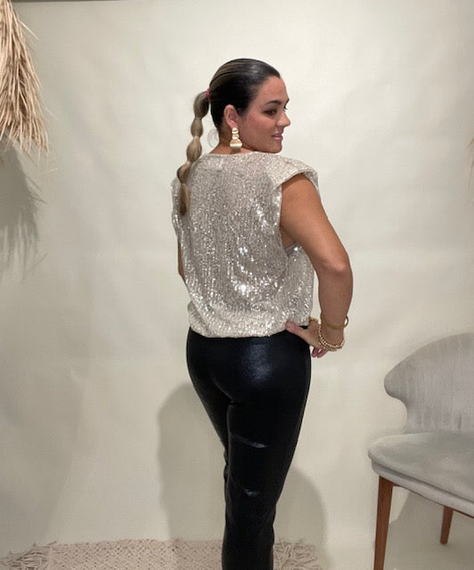 Champagne Sequin Crop Top