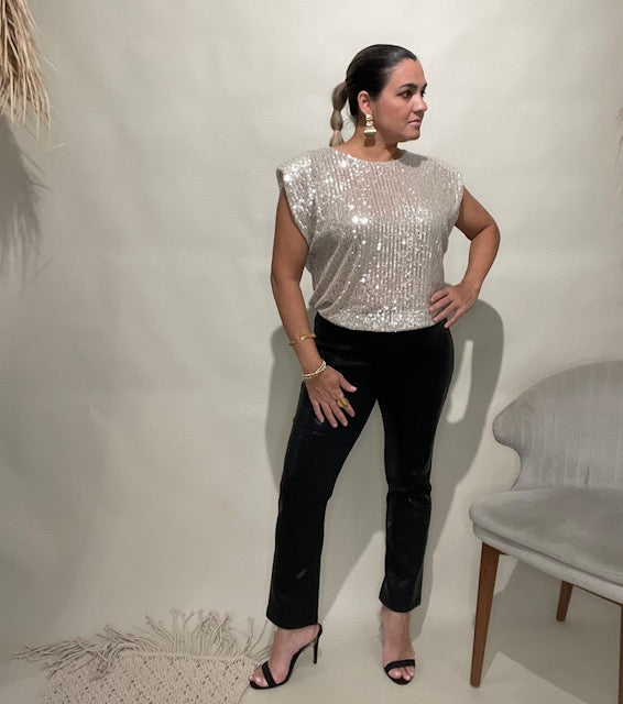 Champagne Sequin Crop Top